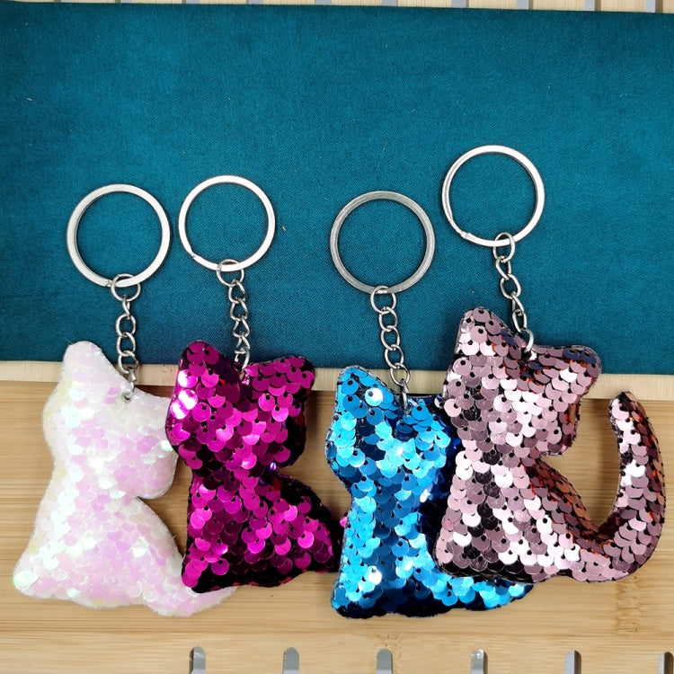 10 Pack Reflective Sequin Cat Keyrings for Bags & Cars