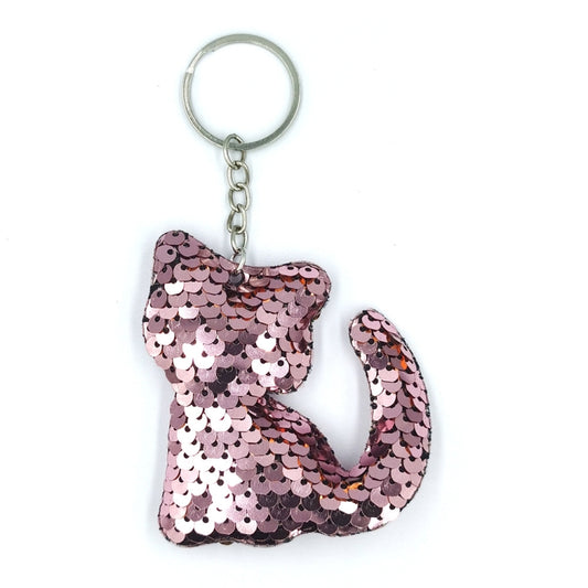 10 Pack Reflective Sequin Cat Keyrings for Bags & Cars