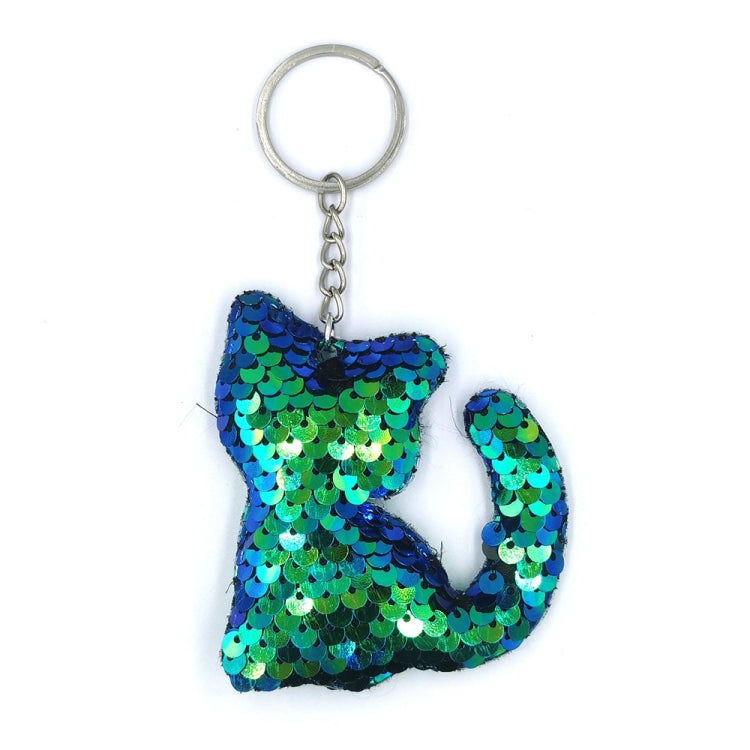 10 Pack Reflective Sequin Cat Keyrings for Bags & Cars