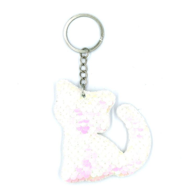 10 Pack Reflective Sequin Cat Keyrings for Bags & Cars