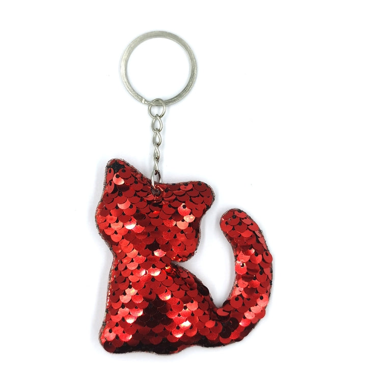 10 Pack Reflective Sequin Cat Keyrings for Bags & Cars