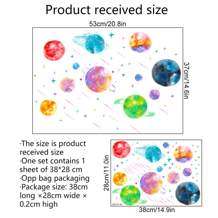 ZSZ1757 Luminous Colorful Universe Planet Wall Stickers Children Room Living Room Simple Decorative Wall Stickers