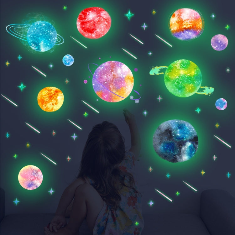 ZSZ1757 Luminous Colorful Universe Planet Wall Stickers Children Room Living Room Simple Decorative Wall Stickers