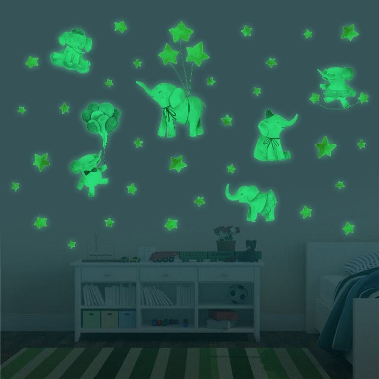 2 PCS/Set YG016 Cartoon Animal Element Star Baby Elephant Luminous Wall Sticker