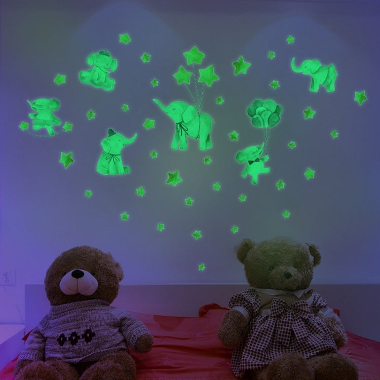 2 PCS/Set YG016 Cartoon Animal Element Star Baby Elephant Luminous Wall Sticker