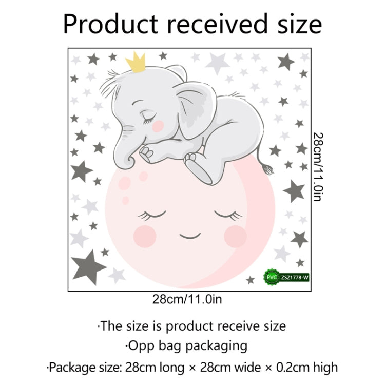 Glowing Smiling Baby Elephant Wall Decals for Bedroom Decor, 28x28cm