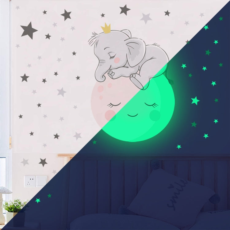 Glowing Smiling Baby Elephant Wall Decals for Bedroom Decor, 28x28cm