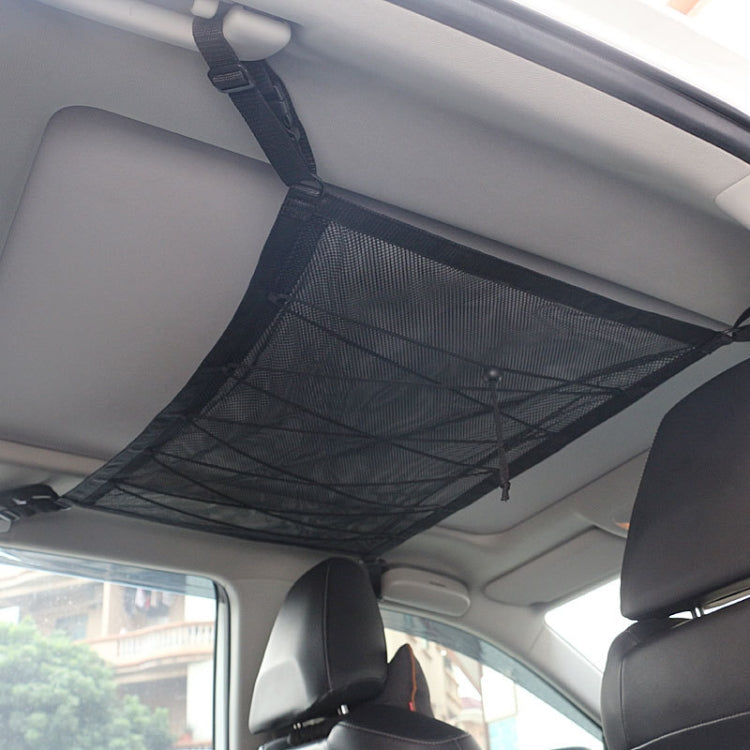 Versatile Double-Layer Car Roof Storage Net with Adjustable Zippered Pockets