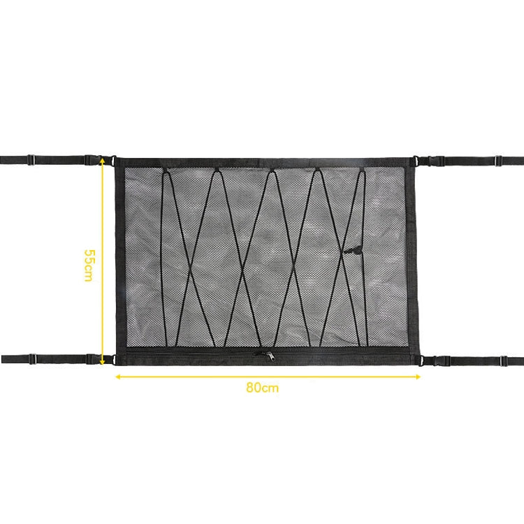 Versatile Double-Layer Car Roof Storage Net with Adjustable Zippered Pockets