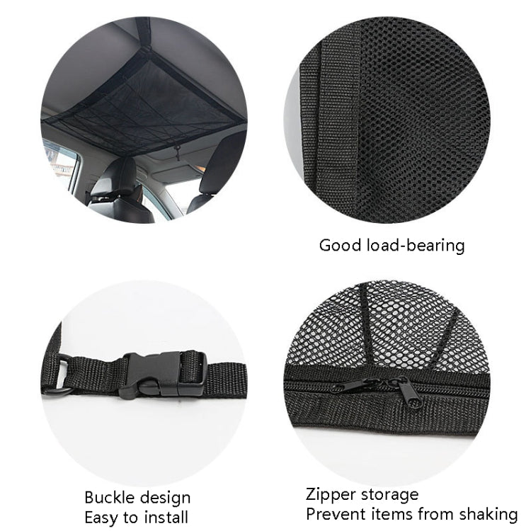 Versatile Double-Layer Car Roof Storage Net with Adjustable Zippered Pockets
