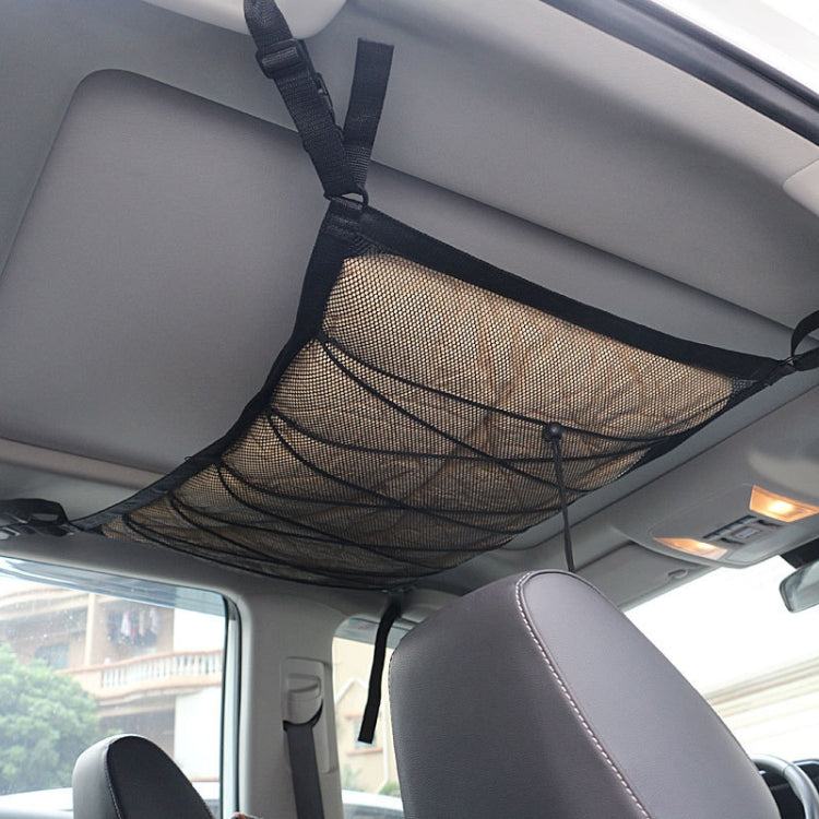 Versatile Double-Layer Car Roof Storage Net with Adjustable Zippered Pockets