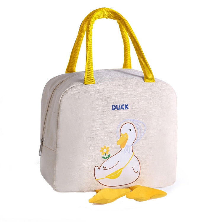 Little Yellow Duck Cute Bento Bag Insulation Canvas Lunch Box Bag