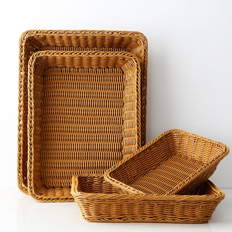 A1744 Rattan Basket Food Fruit Storage Basket Rectangular Fruit Plate, Size:
