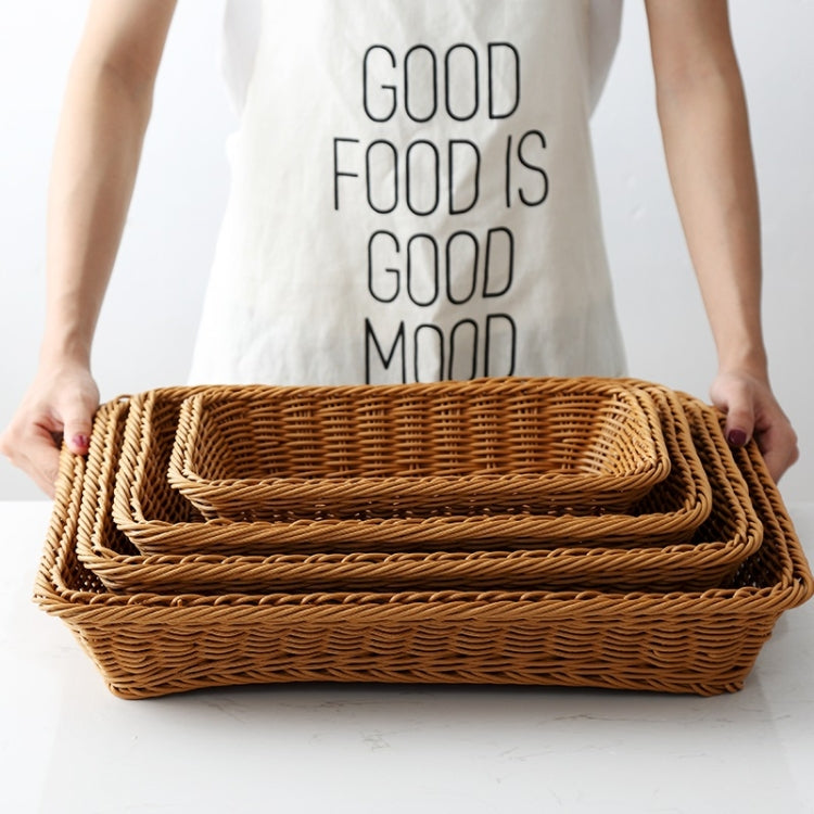 A1744 Rattan Basket Food Fruit Storage Basket Rectangular Fruit Plate, Size: