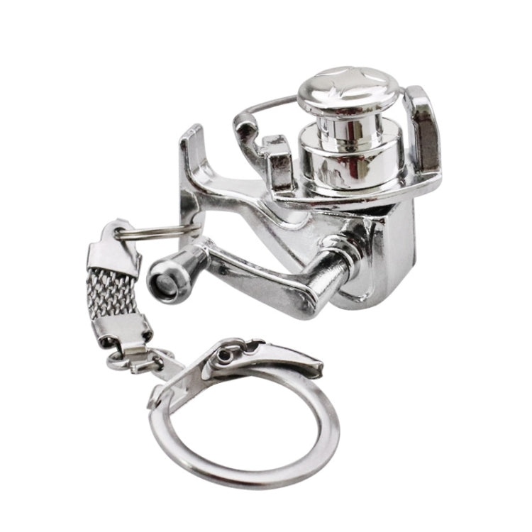 Nautical Charm: Miniature Metal Fishing Wheel Keyring Pendant