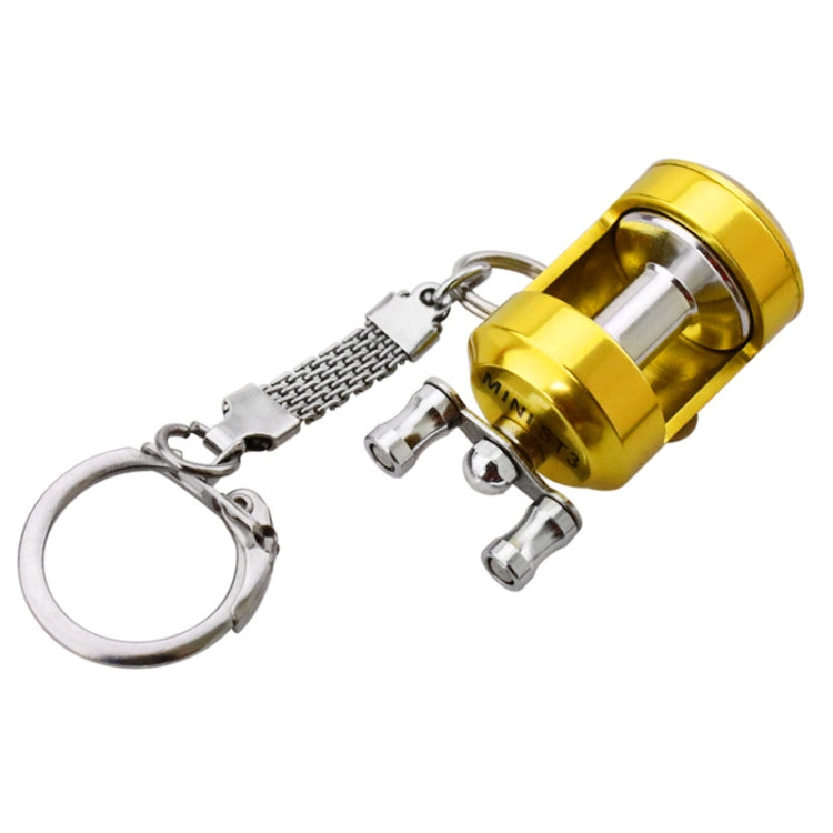Nautical Charm: Miniature Metal Fishing Wheel Keyring Pendant