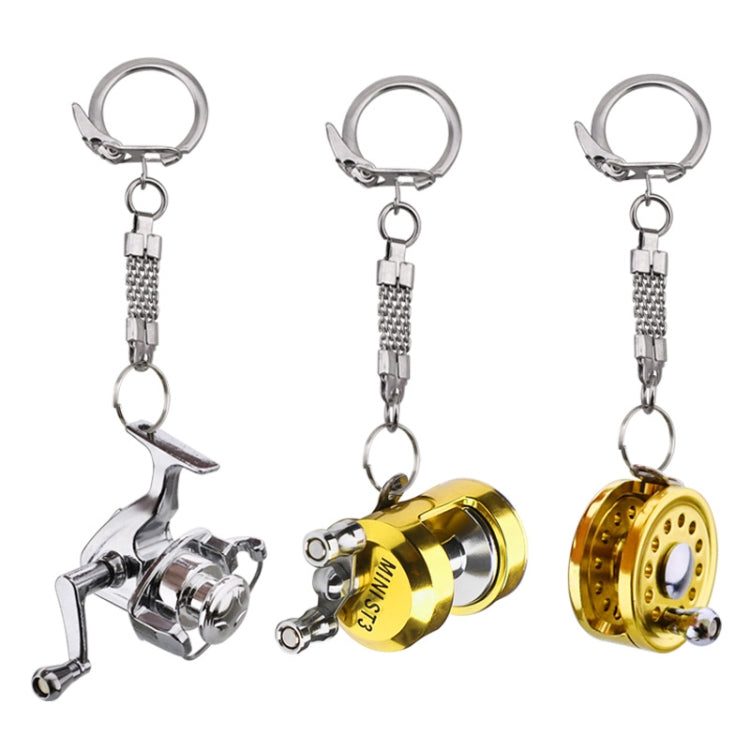Nautical Charm: Miniature Metal Fishing Wheel Keyring Pendant