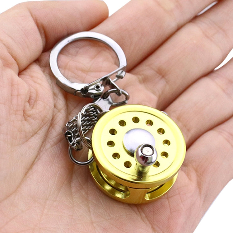 Nautical Charm: Miniature Metal Fishing Wheel Keyring Pendant