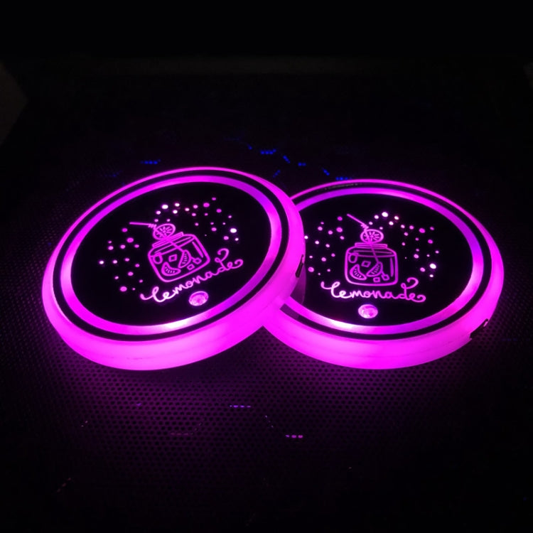 68mm LED Smart Car Coaster Lights - Rechargeable Atmosphere Lights for Cup Holders (Pair)