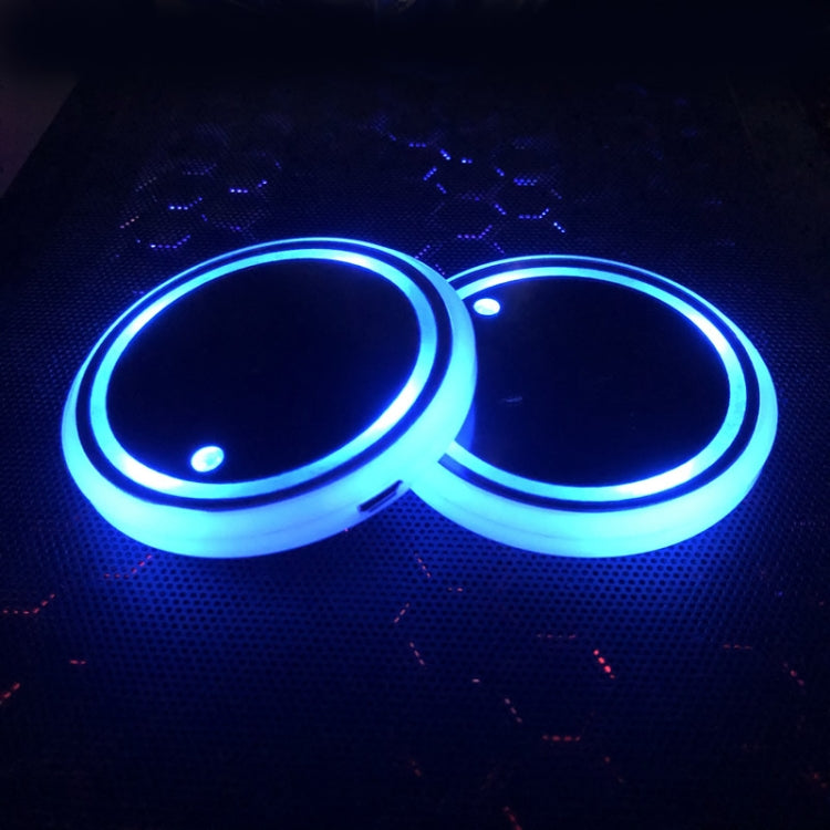 68mm LED Smart Car Coaster Lights - Rechargeable Atmosphere Lights for Cup Holders (Pair)
