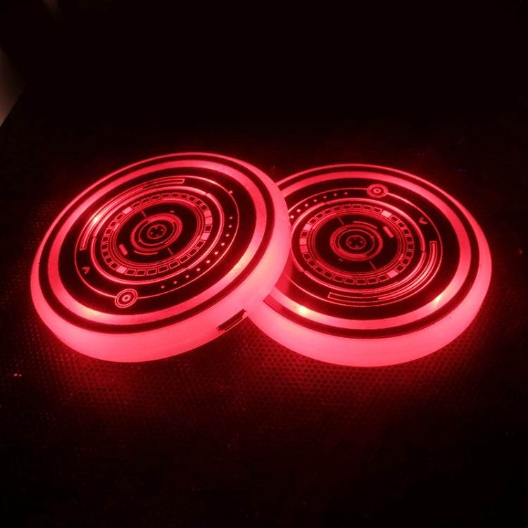 68mm LED Smart Car Coaster Lights - Rechargeable Atmosphere Lights for Cup Holders (Pair)
