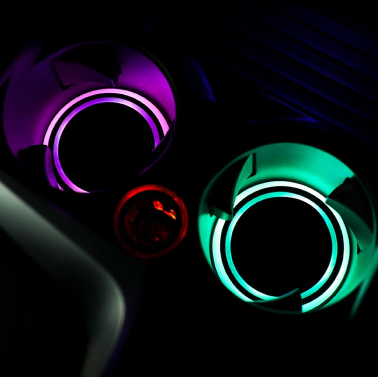 68mm LED Smart Car Coaster Lights - Rechargeable Atmosphere Lights for Cup Holders (Pair)