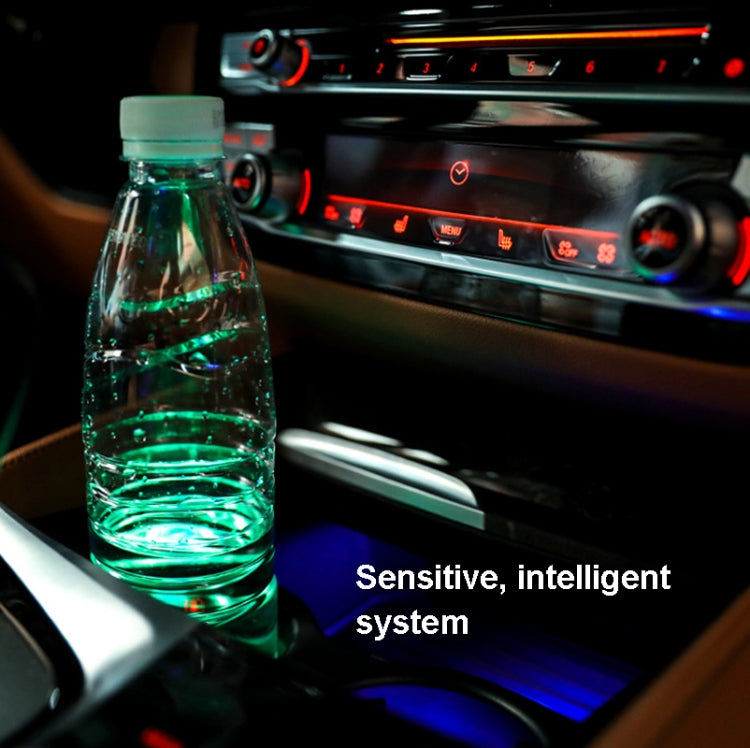 68mm LED Smart Car Coaster Lights - Rechargeable Atmosphere Lights for Cup Holders (Pair)