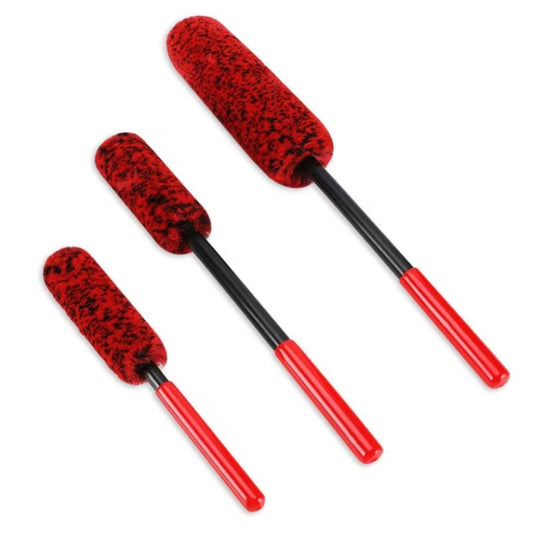 Car Beauty Imitation Wool Fiber Stick Wheel Cleaning Brush, 3 PCS / Set