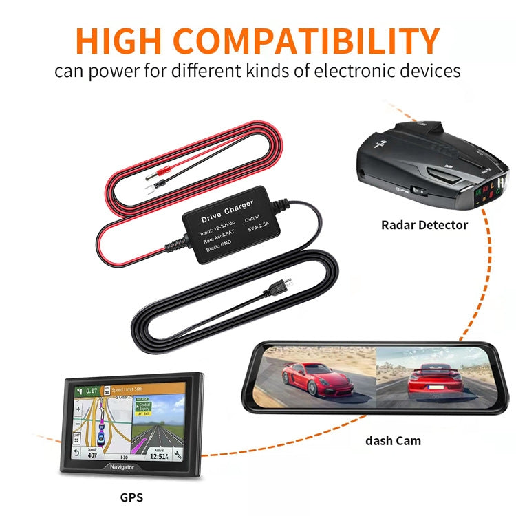 C301 12V to 5V Car ACC Takes Electricity Buck Cables, Model: MINI Straight Buck Cable + 1 x Take Appliance
