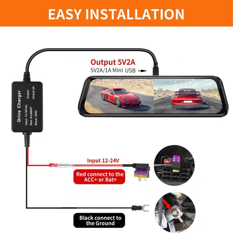 C301 12V to 5V Car ACC Takes Electricity Buck Cables, Model: MINI Straight Buck Cable + 1 x Take Appliance