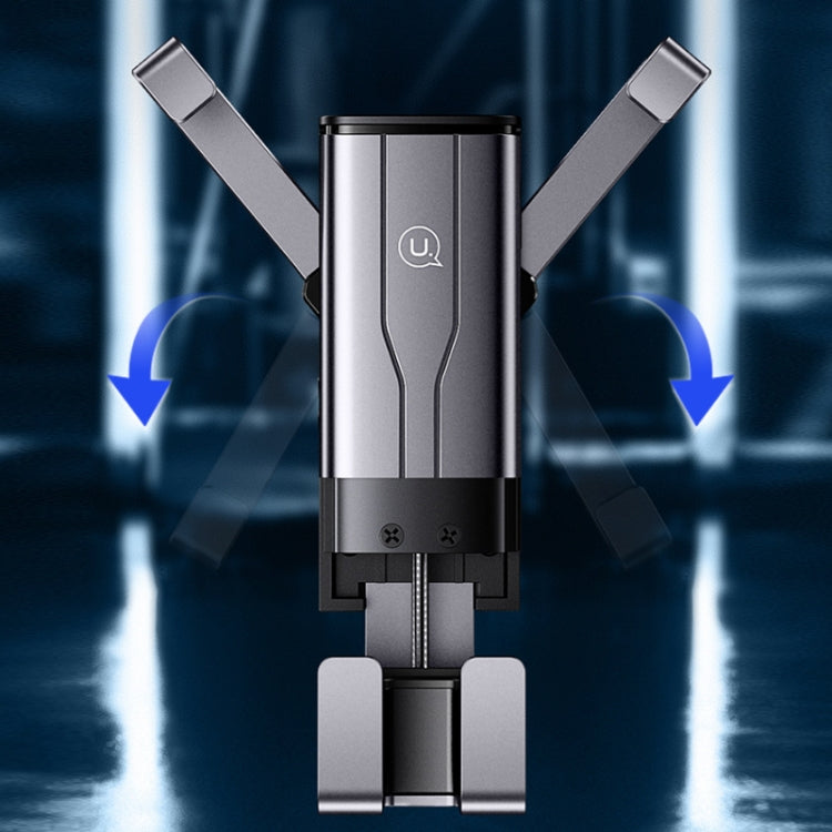 Gravity-Driven Double-Arm Air Vent Phone Holder with 360-Degree Rotation