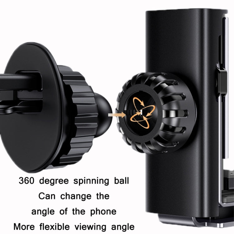 Gravity-Driven Double-Arm Air Vent Phone Holder with 360-Degree Rotation