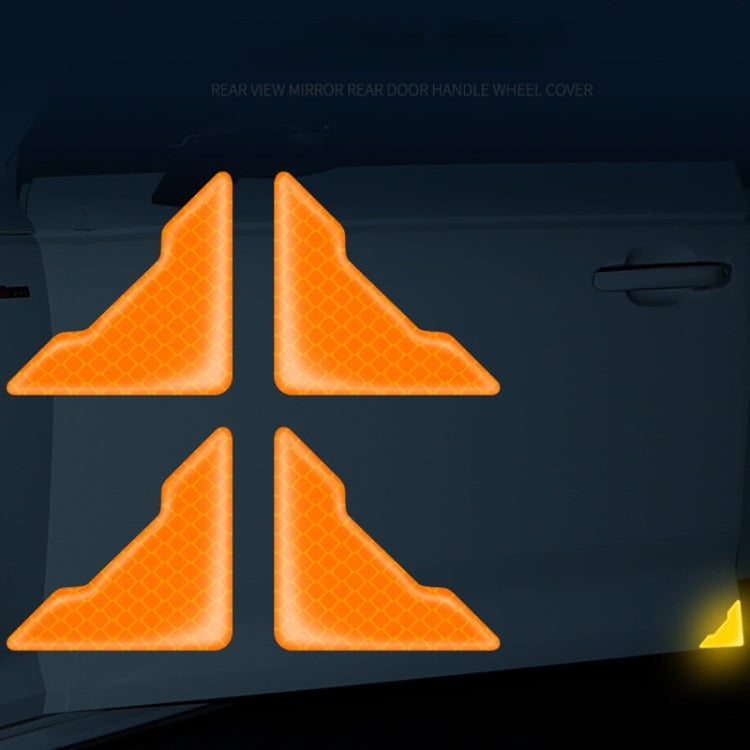 4pcs /Set Car Safety Warning Reflective Anti-Strike Stickers