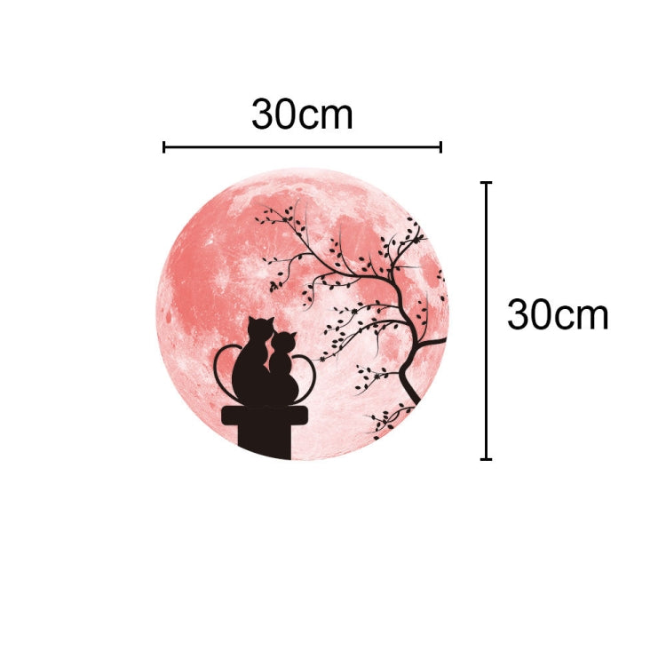 30cm Pink Couple Fluorescent Moon Wall Sticker
