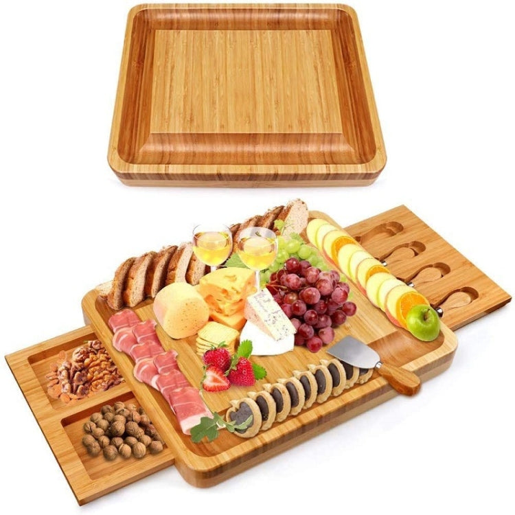Natural Bamboo Cheese Board +4 Knife Set