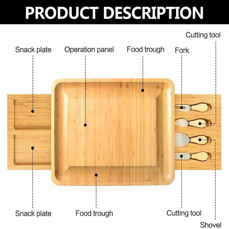 Natural Bamboo Cheese Board +4 Knife Set
