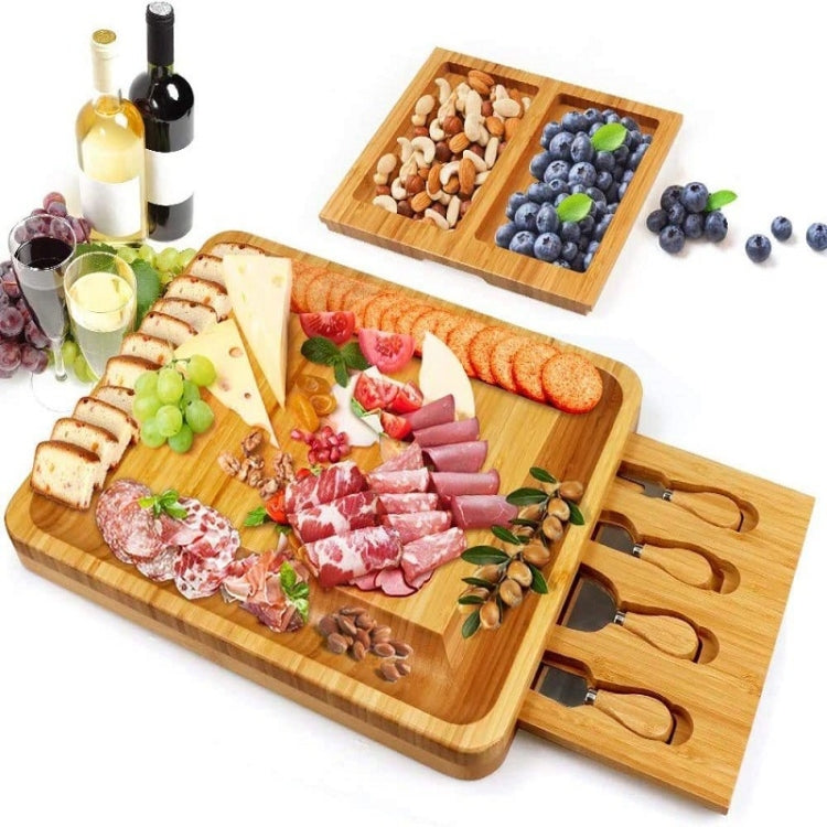 Natural Bamboo Cheese Board +4 Knife Set