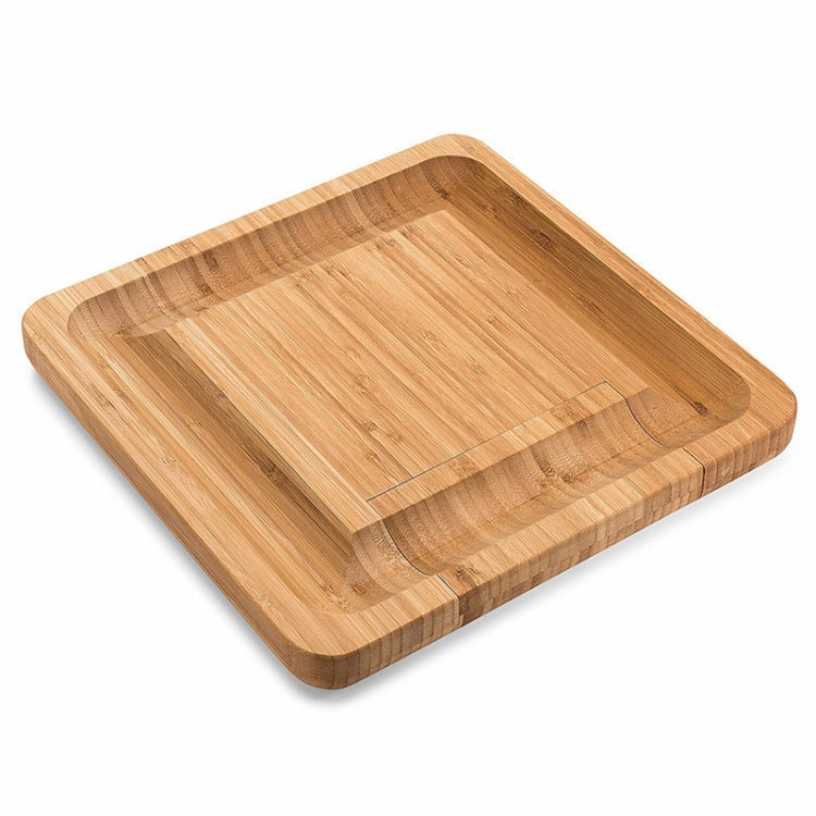 Bamboo Cheese Board With Cutter Cheese Drawer Plate, Size:
