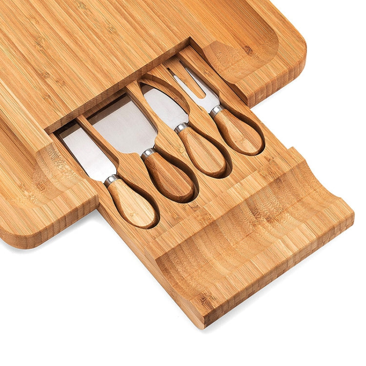 Bamboo Cheese Board With Cutter Cheese Drawer Plate, Size:
