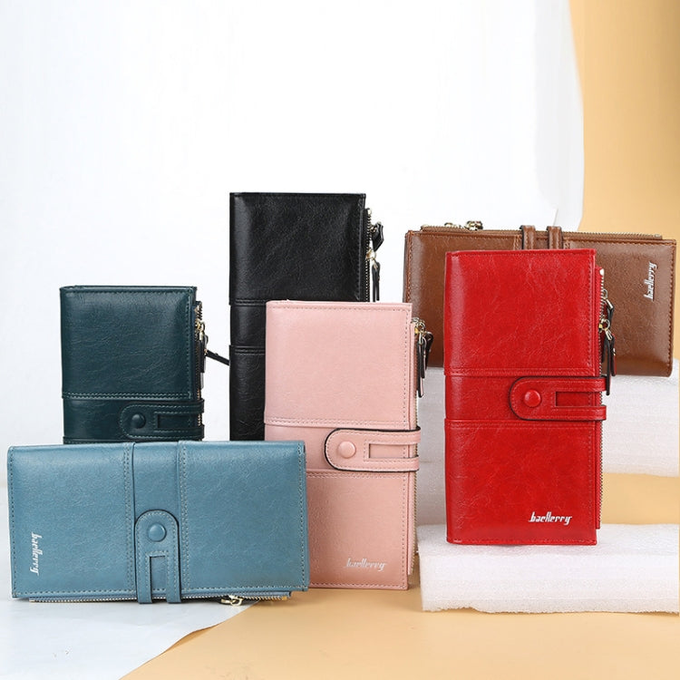Baellerry  Ladies Long Large Capacity Buckle Zip Clutch Multi-Card Wallet