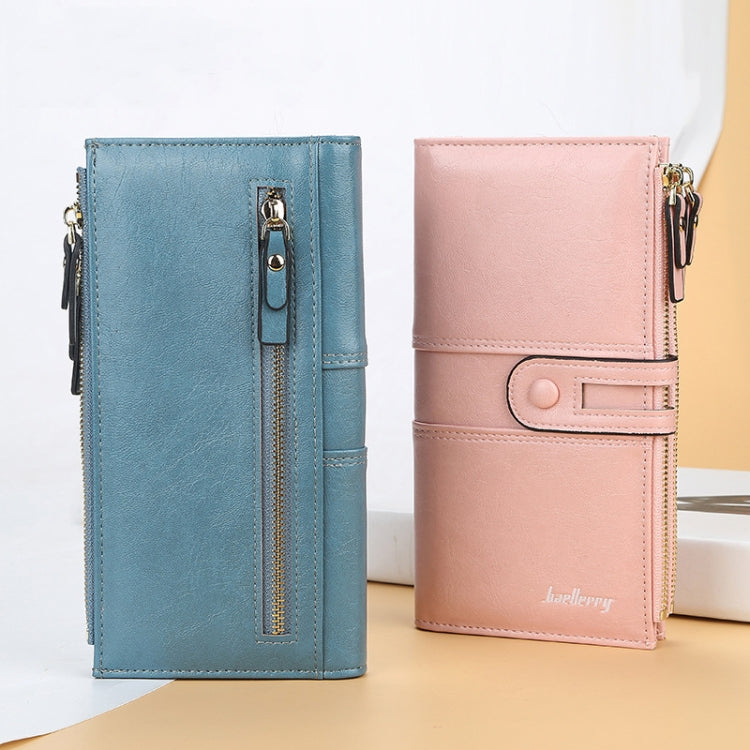 Baellerry  Ladies Long Large Capacity Buckle Zip Clutch Multi-Card Wallet