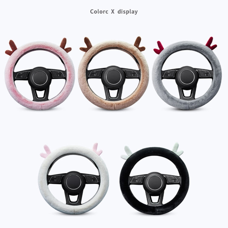 Adorable Antler Plush Steering Wheel Cover - Thick and Snug Fit