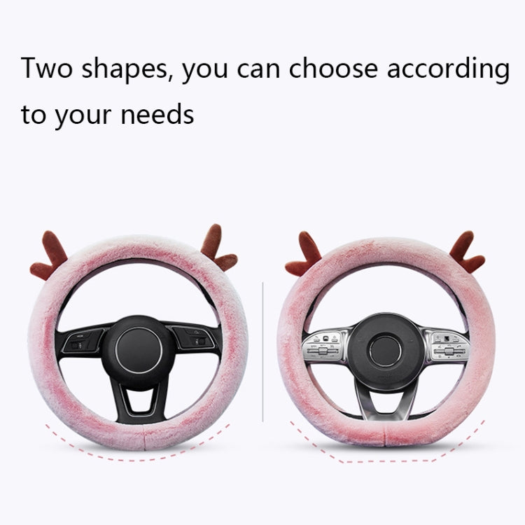 Adorable Antler Plush Steering Wheel Cover - Thick and Snug Fit