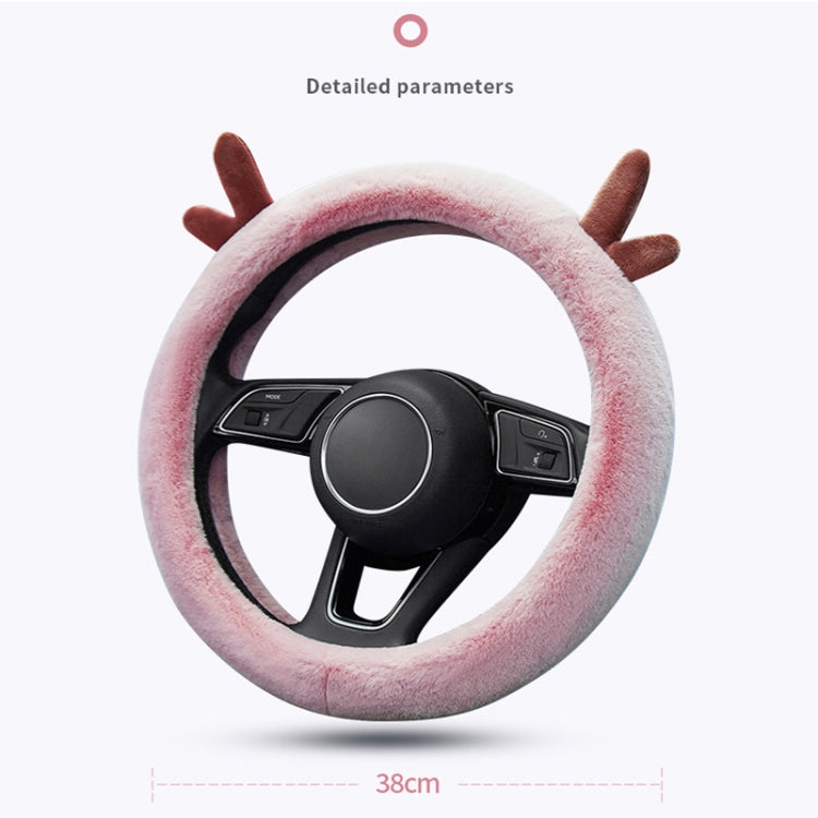 Adorable Antler Plush Steering Wheel Cover - Thick and Snug Fit