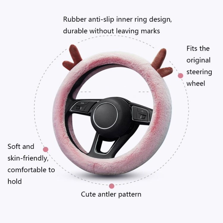Adorable Antler Plush Steering Wheel Cover - Thick and Snug Fit