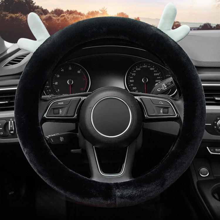 Adorable Antler Plush Steering Wheel Cover - Thick and Snug Fit