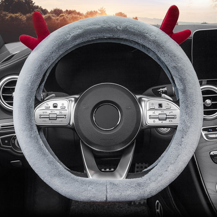 Adorable Antler Plush Steering Wheel Cover - Thick and Snug Fit