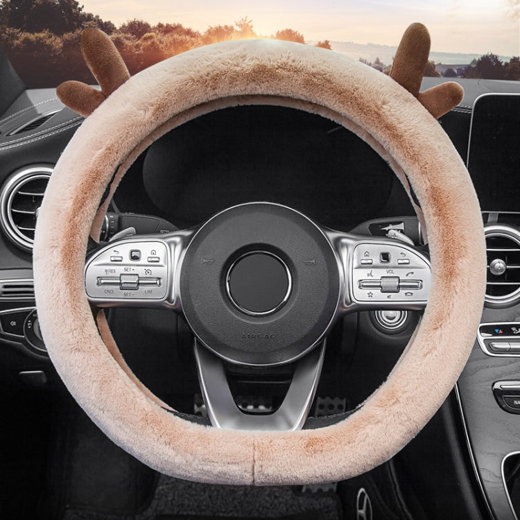Adorable Antler Plush Steering Wheel Cover - Thick and Snug Fit