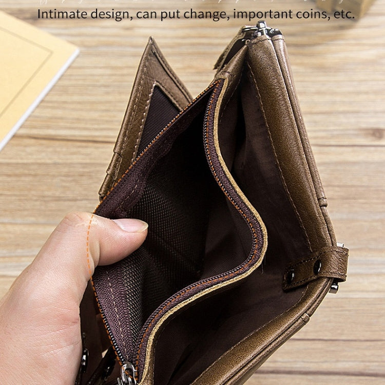 BULL CAPTAIN  Leather Three-fold Zipper Wallet For Men