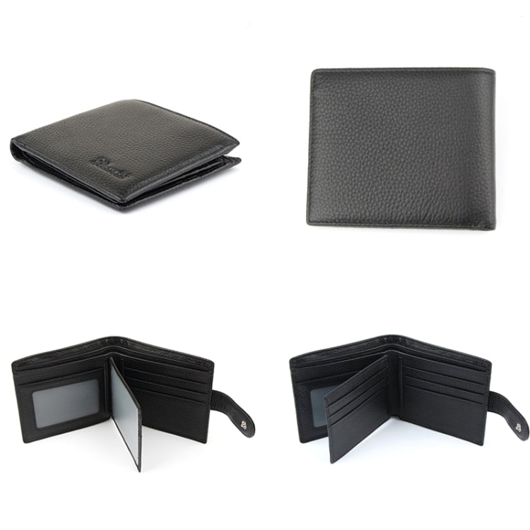 Anti-Theft Brush RFID Men Wallet Short Strap Button Multi-Card Layer Men Wallet